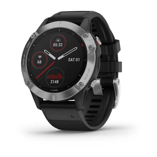 Garmin Fenix 6 GPS Watch Silver with Black Band